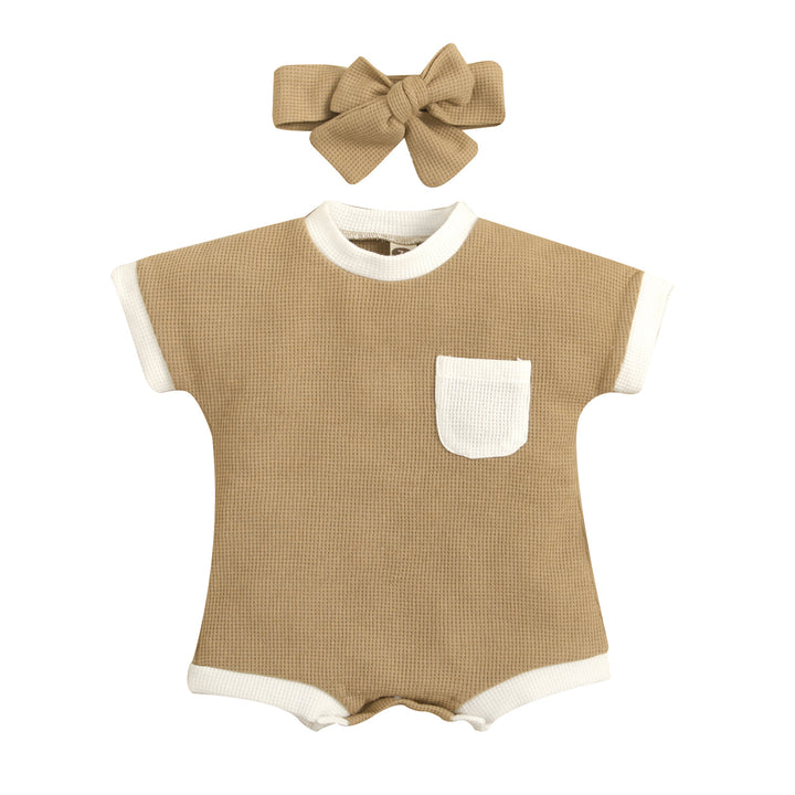 Solid Color Waffle Baby Jumpsuit - Jener