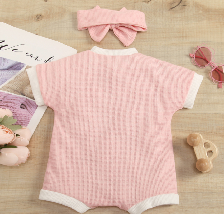 Solid Color Waffle Baby Jumpsuit - Jener