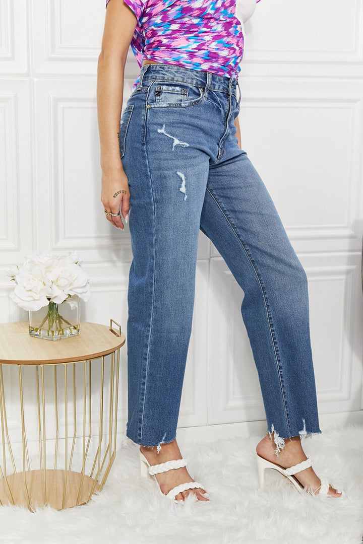 Kancan Full Size Melanie Crop Wide Leg Jeans - Jener