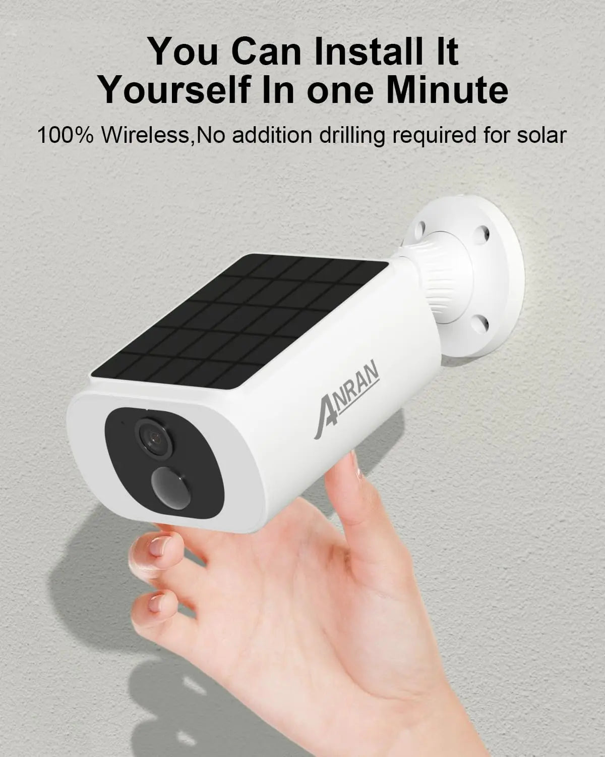 ANRAN 5MP Solar Camera Outdoor,Home Security Camera Wireless,2.4G WiFi,Color Night Vision,PIR Human Detection,IP65 Waterproof