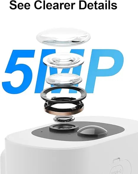 ANRAN 5MP Solar Camera Outdoor,Home Security Camera Wireless,2.4G WiFi,Color Night Vision,PIR Human Detection,IP65 Waterproof