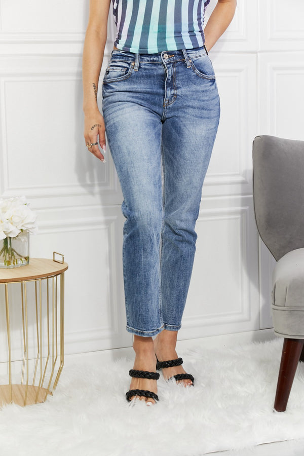 Kancan Full Size Amara High Rise Slim Straight Jeans - Jener